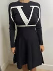 Valentino Black Long Sleeve Viscose Dress Size L (12)