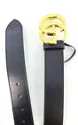 New Gucci Interlocking Shinny Gold G Buckle Black Leather Belt Size 110 - XXL