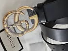 GUCCI Snake Belt Black Leather Size 100cm 34/36