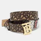 Burberry Brown Monogram Coated Canvas Leather TB Buckle Belt S