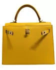 Hermes Kelly 25 Sellier Jaune Ambre Yellow Epsom Leather Gold Hardware