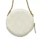 Auth CHANEL Matelasse AP0999 White/Gold Lambskin Shoulder Bag