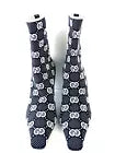 NEW GUCCI GG Monogram Knit Socks Ankle Women's Heel Boots