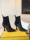 Women's Boots Fendi Technical Black Leather Size EU39 US 8.5