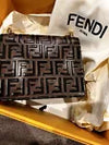 Brand New Fendi Black/brown Zucca Embossed Leather Small Kan U Shoulder Bag..