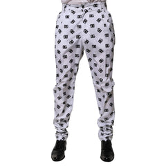 White pants with black pattern on a white background