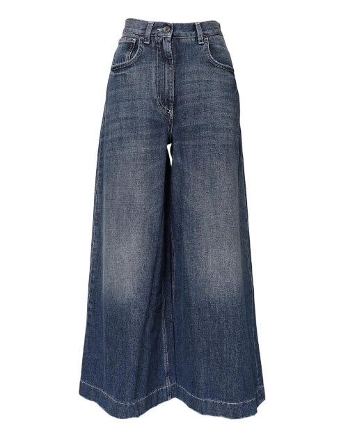 Wide-leg jeans on a white background