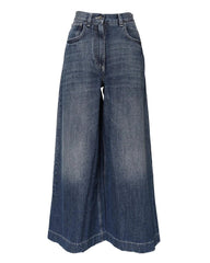 Wide-leg jeans on a white background
