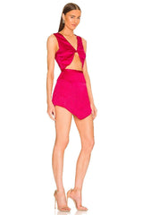 Adriana Iglesias Charlize Fringe Fuchsia Dress