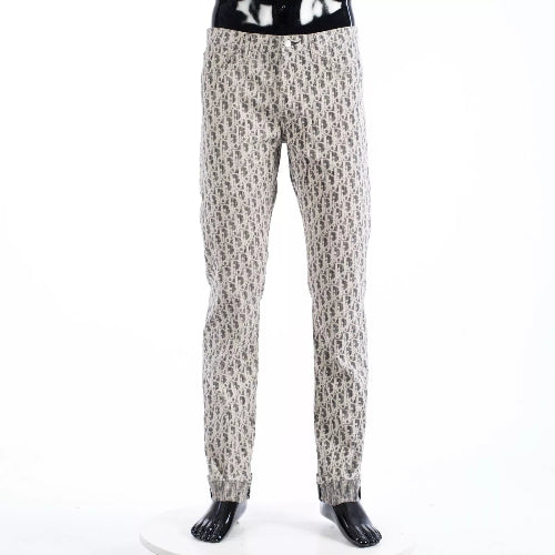 DIOR Oblique Pattern Gray Denim Jeans - Slim Fit