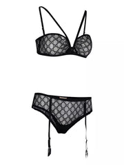 GUCCI GG Star Tulle Lingerie Set - Black