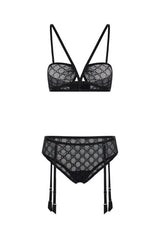 GUCCI GG Star Tulle Lingerie Set - Black
