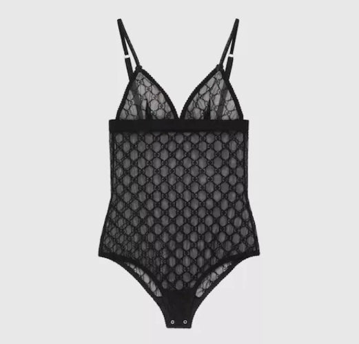 GUCCI GG Tulle Bodysuit in Black