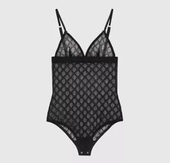 GUCCI GG Tulle Bodysuit in Black
