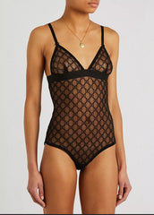 GUCCI GG Tulle Bodysuit in Black