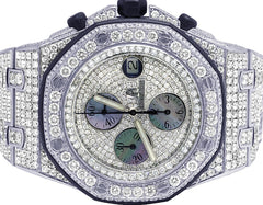 Luxury watch with diamond-studded case on a white background