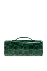 Bottega Veneta Andiamo Green Embossed Leather Top Handle Clutch