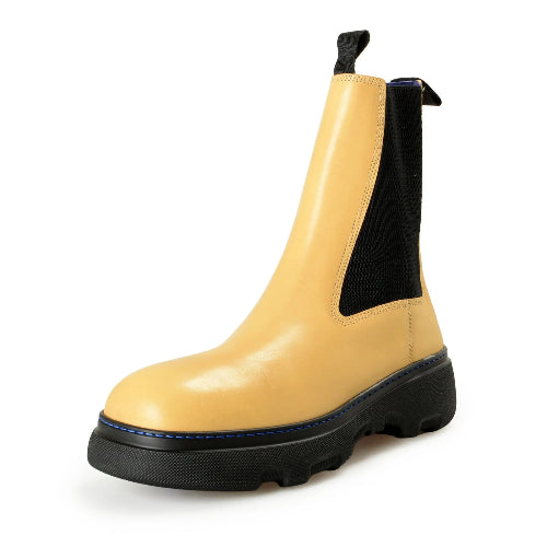 Burberry Men's "Creeper Chelsea" Custard/Beige Leather Boots