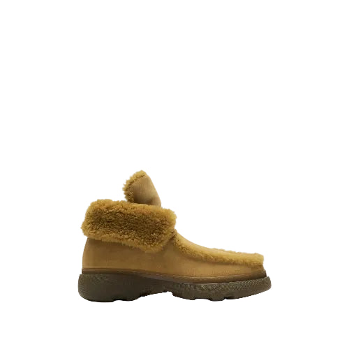 BURBERRY Men's Beige Suede Shearling Boots