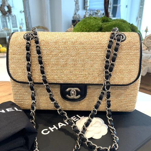 Chanel Raffia Braided Straw Flap Cruise Bag
