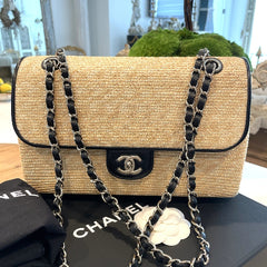 Chanel Raffia Braided Straw Flap Cruise Bag