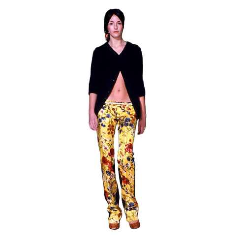 Dolce & Gabbana Floral Print Denim Straight Leg Pants