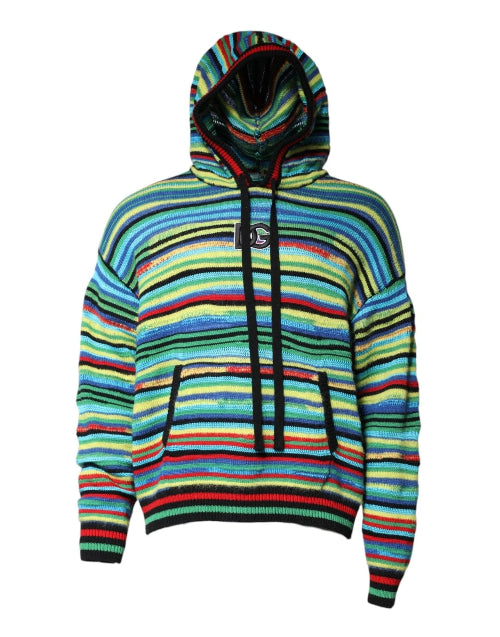 Multicolored striped hoodie on a white background