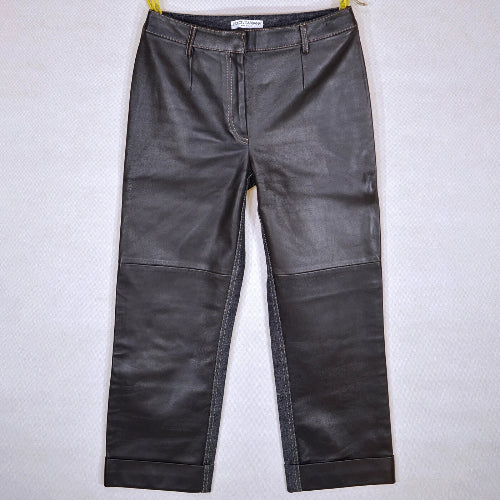 Black leather pants on a white background