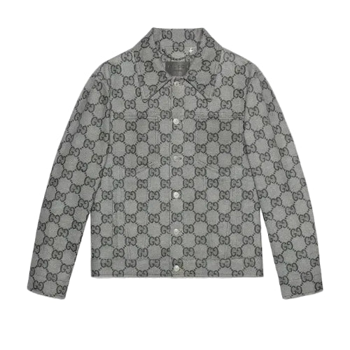 Gray patterned shirt on a light gray background