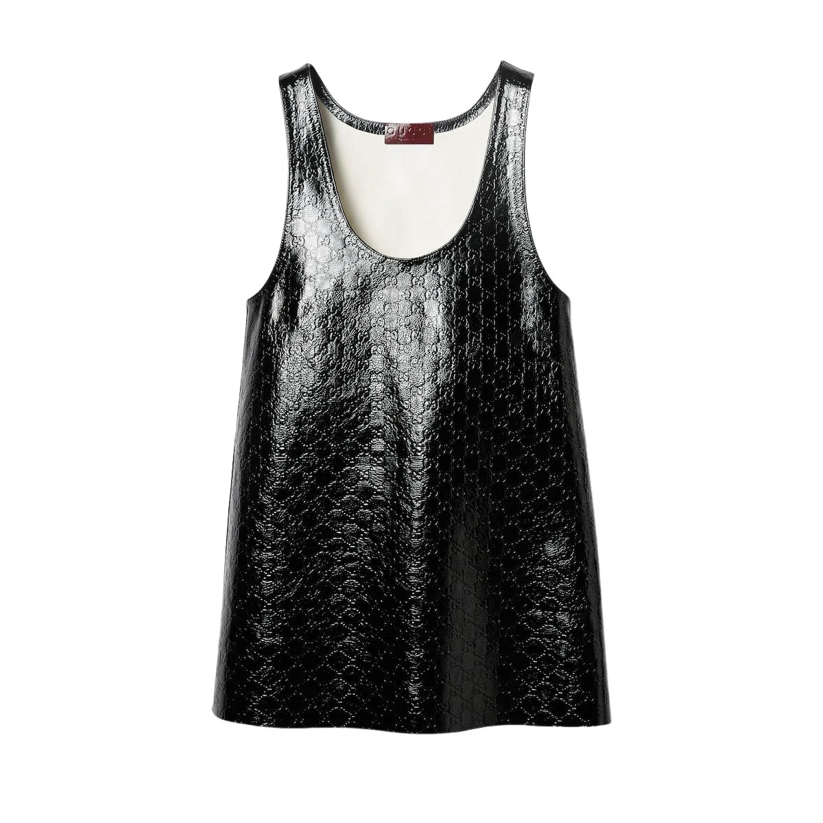Black patterned tank top on a white background