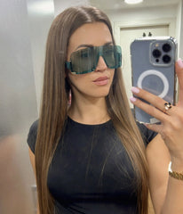 Gucci Sunglasses GG1637S Green Shield Small 99-115 Authentic