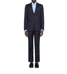 Gucci Men's Blue GG Logo Wool 2 Piece Pant Suit