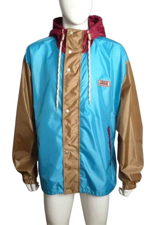 Colorful jacket on a mannequin against a white background