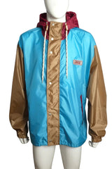 Colorful jacket on a mannequin against a white background