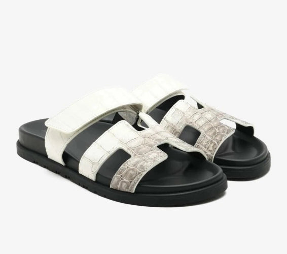 HERMÈS Niloticus Crocodile Himalaya Sandals