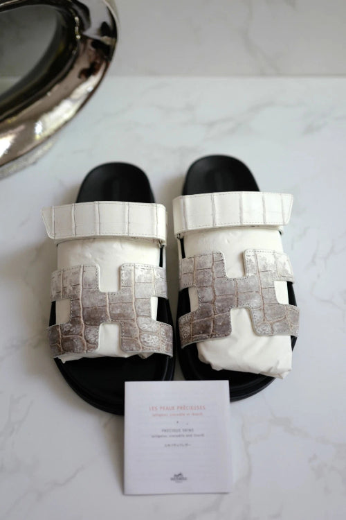 HERMÈS Niloticus Crocodile Himalaya Sandals