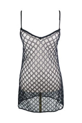 Gucci X Tom Ford 90s GG Monogram Sheer Lingerie Black Slip Dress