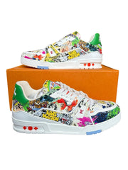 Colorful sneakers with a pattern on a white background