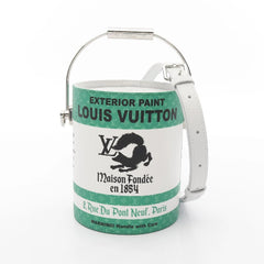 Louis Vuitton handbag designed like a paint can with green label