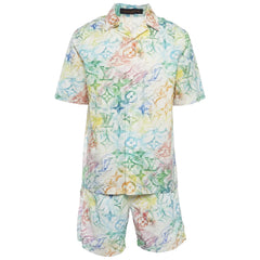 Floral pajama set with shorts on a light background