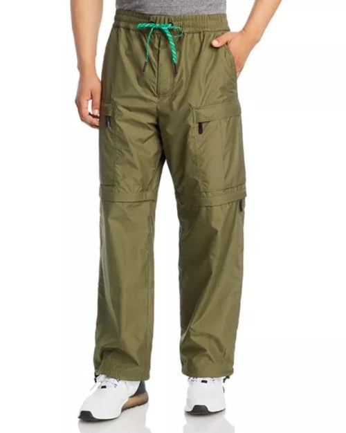 Green pants with a drawstring on a white background