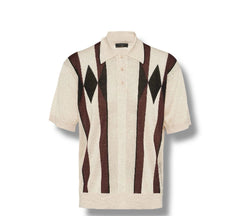 Striped shirt with a pattern on a plain background