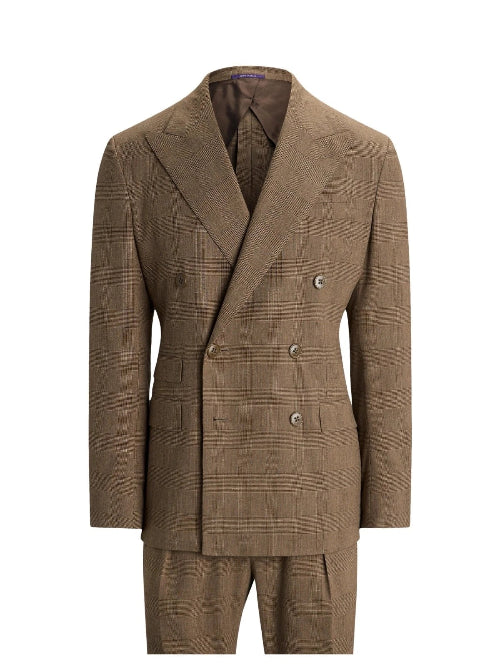 Ralph Lauren Purple Label Kent Prince of Wales Brown Pant Suit