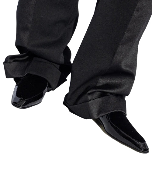 Black shoes and pants on a white background