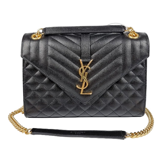 Saint Laurent Envelope Quilted Embossed Leather Bag