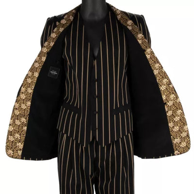 DOLCE & GABBANA Flower Striped 3 Piece Jacquard Pant Suit