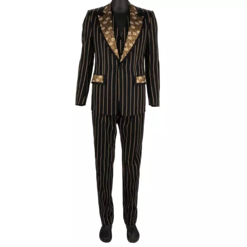 DOLCE & GABBANA Flower Striped 3 Piece Jacquard Pant Suit