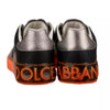 DOLCE & GABBANA DG Logo Man Sneaker Shoes PORTOFINO Black Neon Orange Silver