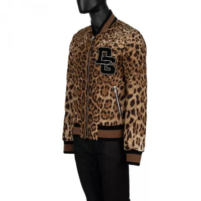 DOLCE & GABBANA Leopard Print Quilted Bomber Jacket