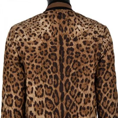 DOLCE & GABBANA Leopard Print Quilted Bomber Jacket